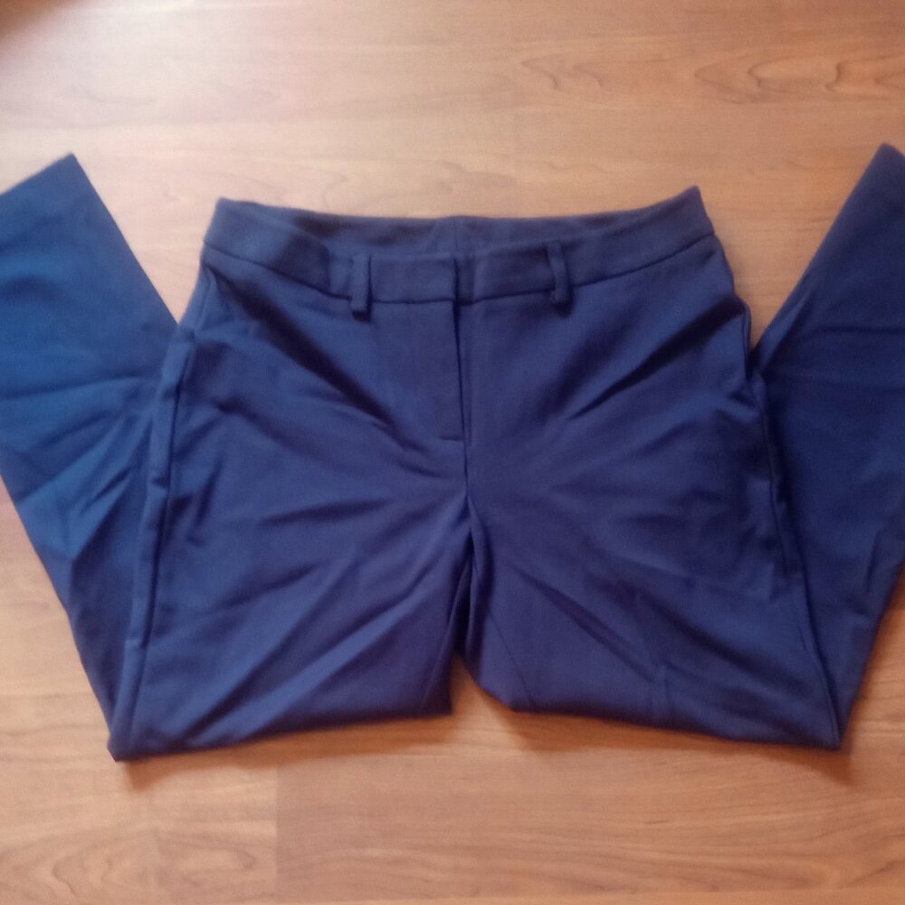 LANDS' END Ladies Navy Blue Mid Rise Ankle Pants 4P 4 P S
